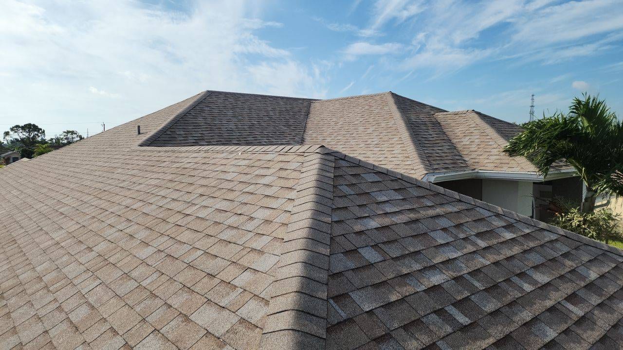Beautiful well-laid shingles after a residential roof replacement