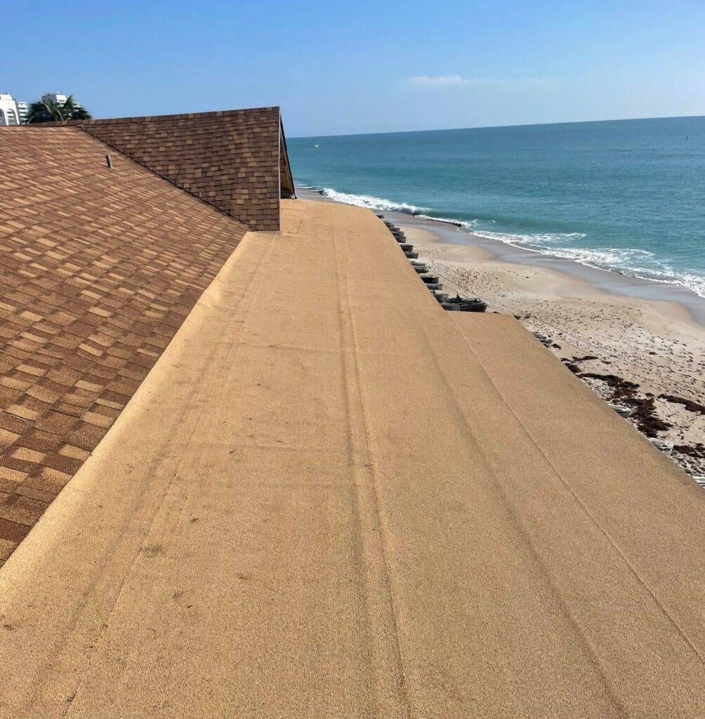 view from roof on condo on beach after shingle replacement