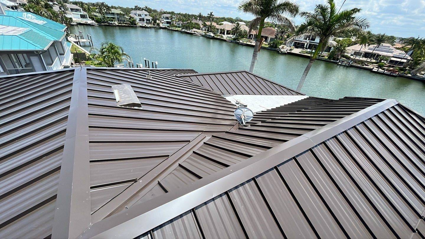 standing seam metal roof overlooking water inlet