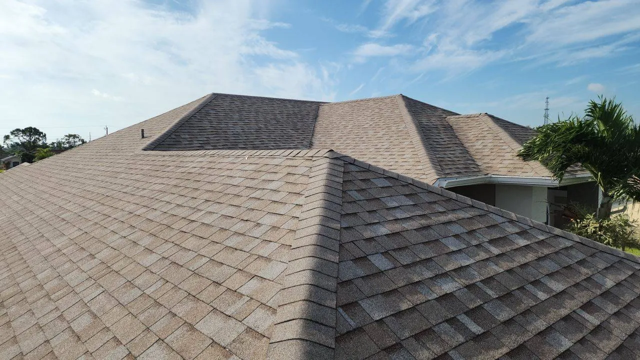 Beautiful well-laid shingles after a residential roof replacement