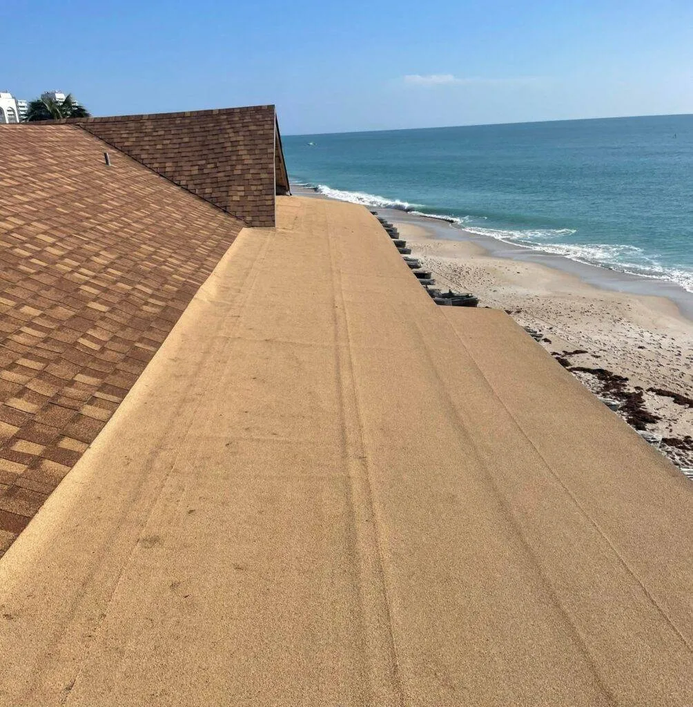 view from roof on condo on beach after shingle replacement