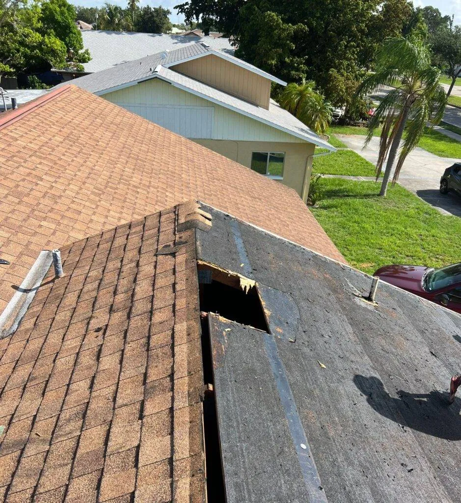 shingle roof that needs replacement just on one side of the roof